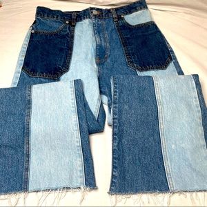 REVICE Denim Patchwork Bellbottoms